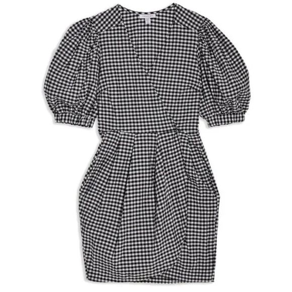 NWT Topshop Black and White Tulip Gingham Dress - Picture 1 of 5